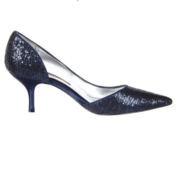 $100 OFF ✅ NINA BLANCA - NG Navy Glitter Pump Shoes~9M ✨ New in the Original Box - Picture 3 of 17
